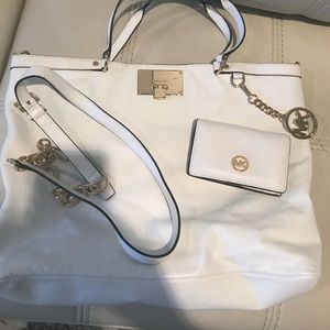 White Leather Michael Kors with Matching Wallet!